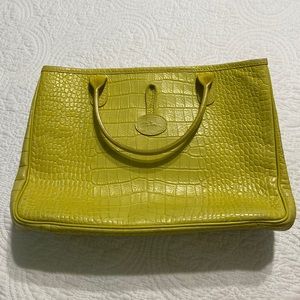 Longchamps Roseau Croc Tote Lime